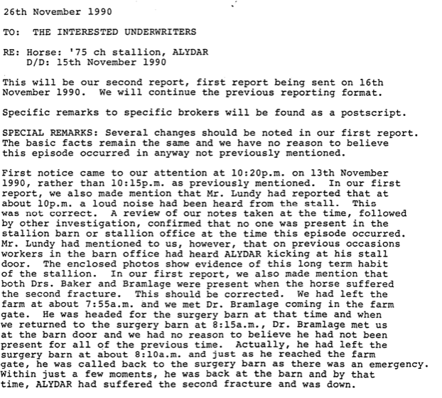 Dixon's report dated November 26, 1990.